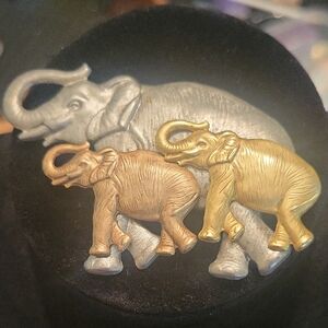 Elephant Brooch in Silver and Gold